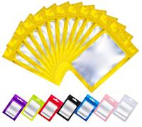 Rimiko 100 Pezzi Sacchetti di Alluminio con Finestra, Bustine in Mylar con Zip, Buste Ermetica a Chiusura per Alimenti e l'Imballaggio (D'oro,10,5x15cm)