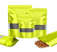 Rimiko 100 Pezzi Sacchetti di Alluminio Stand up Colorati con Finestra, Bustine per Imballaggio in Mylar con Zip, Buste Richiudibili a Chiusura per Conservazione Alimenti (Verde, 15x22cm)