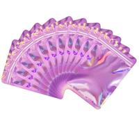 Rimiko 100 Pezzi Sacchetti Olografici di Alluminio, Borsa di Plastica Trasparenti Richiudibili Mylar con Zip, Buste Piccola a Chiusura per Alimenti e Campione (Rosa Olografici,9x12cm)