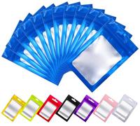 Rimiko 150 Pezzi Sacchetti di Alluminio con Finestra, Bustine in Mylar con Zip, Buste Ermetica a Chiusura per Alimenti e l'Imballaggio (Blu, 10,5x15 cm)