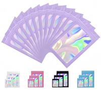 Rimiko 150 Pezzi Sacchetti di Alluminio con Finestra, Bustine in Mylar con Zip, Buste Richiudibili a Chiusura per Alimenti (Viola Olografico, 8x13 cm)