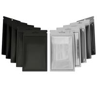 Rimiko 50 Pezzi Sacchetti di Alluminio, Borsa di Plastica Richiudibili Mylar con Zip, Buste Piccola a Chiusura per Alimenti e Campione (Nero, 10x18cm)