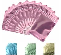 Rimiko 50 Pezzi Sacchetti di Alluminio con Chiusura Lampo, Bustine Trasparenti Richiudibili con Zip, Buste Piccole in Mylar per Conservare e Imballare gli Oggetti (Rosa Metallizzato, 9x12cm)