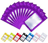 Rimiko 50 Pezzi Sacchetti di Alluminio con Finestra, Bustine in Mylar con Zip, Buste Ermetica a Chiusura per Alimenti e l'Imballaggio (Viola,9x16cm)