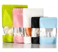 Rimiko 50 Pezzi Sacchetti di Alluminio con Finestra Transparente, Bustine Richiudibili Mylar con Zip, Buste Stand up Colorato a Chiusura per Alimenti (5 Colori Mist, 15x22cm)