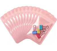 Rimiko 50 Pezzi Sacchetti di Plastica con Cerniera, Bustine Trasparenti Richiudibili Mylar con Zip, Buste Piccola Addensato a Chiusura per Alimenti e Campione (Rosa, 16x24 cm)