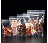 Rimiko 50 Pezzi Sacchetti per Alimentari Trasparenti, Buste Stand Up Richiudibili con Chiusura Lampo, Sacchetti Riutilizzabili con Zip per Conservazione degli Alimenti, Snack (14x20cm)