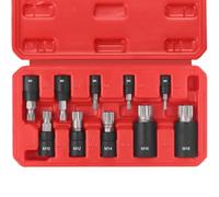 RIMKOLO 10-Piece XZN Triple Square Spline Bit Socket Set, 1/4”, 3/8” and 1/2” Drive M4 - M18 Triple Square Socket Set, S2 Steel Bits and CR-V Sockets With Storage Case