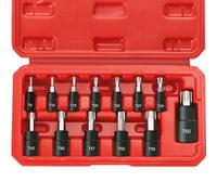 RIMKOLO Set di chiavi a bussola Torx da 1/4", 3/8" e 1/2" T8-T60, in acciaio S2 e chiavi a bussola CR-V, con custodia, 13 pezzi