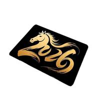 Rimmean 1 Pezzo Di Oro Nero 2026 Anno Del Cavallo Zerbino Da Pavimento E Durevole Decorazione for L'ingresso Della Casa Retrò(1,40x60cm)