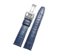 Rimmean 1 pz for Galaxy Watch 7/6/5/4 cinturino in vera pelle di vitello da 20 mm 21 22 braccialetto uomo con fibbia a farfalla(Blue,20mm Silver Buckle)