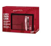 Rimmel London Cofanetto Regalo Live Your London Look, Pochette con Mascara Wonder'Luxe Volume, Matita Occhi Scandal'Eyes Kohl Black Waterproof e Rossetto Liquido Thrill Seeker Lip Latex