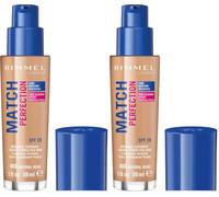 Rimmel London Match Perfection Foundation - Fondotinta Liquido a Pelle Perfetta e Levigata con SPF 2 (Confezione da 2)