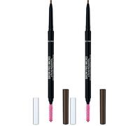 Rimmel London Matita Sopracciglia Brow Pro Microdefiner, Formula a Lunga Durata, Pettinino Incorporato, 002 Soft Brown (Confezione da 2)