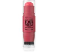 Rimmel London Multi-Tasker Blush'N'Brush Stick, colore modulabile, resistente all'acqua, pennello integrato, scorre facilmente, 8g, 150 CHERRY ON POINT