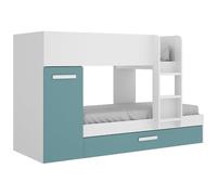Rimobel Tom, letto a castello, in melammina, colore grigio/smeraldo, doppio