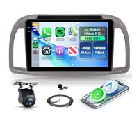 Rimoody 4G+128G Autoradio Android per Nissan Micra K12 2002-2010, 9" Schermo IN-Cell Carplay Android Auto Senza Fili FM/RDS/EQ Navi GPS WiFi Bluetooth Mirror Link Comandi al Volante Retrocamera