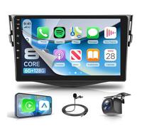 Rimoody 6G+128G 8 Core Android Autoradio per Toyota RAV4 2007-2012, 9 Pollici Schermo Carplay Android Auto Senza Fili Bluetooth FM/RDS/EQ/DSP WiFi GPS Panoramica a 360° Comandi al Volante Retrocamera