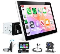 Rimoody Autoradio 1 Din Carplay Android Auto 10.1" Stereo 1 Din con Schermo Rotante con Mirror Link Bluetooth Radio FM EQ AUX/SD/USB Navigazione Online Qualità Audio Lossless SWC Telecamera Posteriore