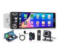 Rimoody Autoradio 1 Din Carplay Android Auto Senza Fili Bluetooth, 6,5'' HD Touchscreen Stereo Auto con Mirror Link Radio FM/AM/RDS EQ AUX/TF/USB Controllo del Volante Telecamera Posteriore Microfono