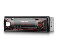 Rimoody Autoradio Bluetooth, Stereo Auto 1 Din con Vivavoce BT Telefono Bluetooth Radio FM USB/U Disk/AUX, Luce Rossa, Telecomando,Visualizzazione dell'ora