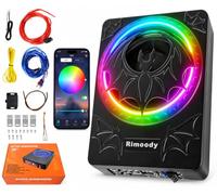 Rimoody Subwoofer attivo per auto, sottile, da 10 pollici, amplificatore, amplificatore integrato, 1200 W RMS, 4 Ohm, interruttore di fase, surriscaldamento, corto circuito, controllo tramite app