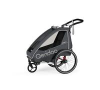 Rimorchi per bicicletta marca QERIDOO. Modello Kinderfahrradanhänger & Buggy QUPA 1 für 1 Kind mit Kupplung, Blattfeder-Dämpfsystem (bis 50 kg) - Grigio