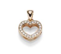 Rimorchio 11,5x15,5mm Cuore Con 22 Diamanti Brillanti 0,13ct.750 Oro Rosso