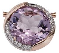 Rimorchio Ametista Viola & 16 Diamanti Brillanti, 585 Oro Rosso, Donna