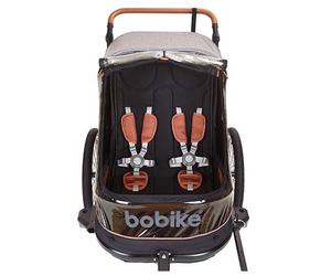 Rimorchio bici bambini 2 posti 2 in 1 con kit pedonale Bobike ( Grigio e nero )