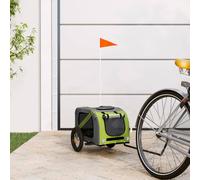 Rimorchio da Bici per Animali Verde e Grigio Oxford e Ferro