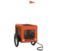 Rimorchio per bicicletta per cani, arancione e nero, in tessuto Oxford e ferro, pieghevole con rete, parapioggia, freno, cestino, borsa, 68,5 x 135 x 73,5 cm, portata 45 kg, per esterni, viaggi