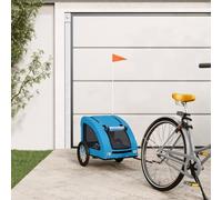 Rimorchio per bicicletta per cani blu, tessuto Oxford, ferro, robusto, pieghevole, con finestra a rete e parapioggia, per cani di piccola taglia e gatto, ideale per passeggiate, attività all'aperto