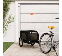 Rimorchio per bicicletta per cani con finestra in PVC, telaio in ferro e tessuto Oxford, nero, per cani di piccola taglia e gatti, due grandi ruote, catarifrangenti e bandiera per una guida sicura