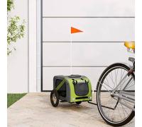 Rimorchio per bicicletta per cani con telaio in ferro e tessuto Oxford, rimorchio per bicicletta per cani per il trasporto, verde e grigio