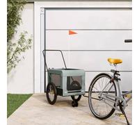 Rimorchio per bicicletta per cani, grigio e nero, in tessuto Oxford e ferro, pieghevole, con rete e parapioggia per cani di piccola taglia e gatto, portata 45 kg, carrello sicuro per animali domestici