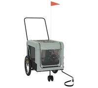 Rimorchio per bicicletta per cani, grigio, nero, tessuto Oxford, ferro, robusto, pieghevole, con rete e parapioggia, 45 kg, per cani di piccola taglia, gatto, all'aperto, passeggiate, veterinari