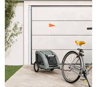 Rimorchio per bicicletta per cani grigio tessuto Oxford e ferro, pieghevole con rete, parapioggia e freno, 125 x 63 x 66 cm, carico massimo 45 kg, ideale per passeggiate, attività all'aperto