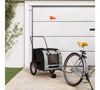 Rimorchio per bicicletta per cani, nero e grigio, in tessuto Oxford e ferro, con finestre a rete, parapioggia, catarifrangenti, 63 x 121 x 65 cm, pieghevole, per cani di piccola taglia, gatti e viaggi