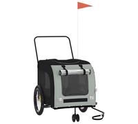 Rimorchio per bicicletta per cani nero grigio in tessuto Oxford e ferro, pieghevole con rete, parapioggia e freno, 68 x 134 x 73 cm, carico massimo 45 kg, ideale per esterni, viaggi