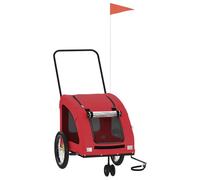 Rimorchio per bicicletta per cani rosso in tessuto Oxford e ferro, pieghevole con rete e parapioggia, 137 x 68 x 72 cm, portata 45 kg, adatto per passeggiate, all'aperto e trasporto di animali