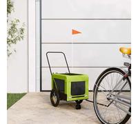 Rimorchio per bicicletta per cani, verde e nero, in tessuto Oxford e ferro, 120 x 54,5 x 53 cm, con finestre a rete e tetto in PVC, pieghevole, per cani e gatti di piccola taglia, ideale per il