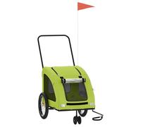 Rimorchio per bicicletta per cani, verde, in tessuto Oxford e ferro, con finestre a rete, pieghevole e stabile, 137 x 68 x 72 cm, con freno e parapioggia, per escursioni all'aperto e visite al