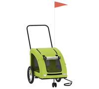 Rimorchio per bicicletta per cani, verde, in tessuto Oxford e ferro, pieghevole con rete, parapioggia, freno, cestino e borsa, 124,5 x 63,5 x 66 cm, per cani di piccola taglia, gatti, attività