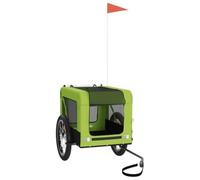 Rimorchio per bicicletta per cani, verde, nero, tessuto Oxford, ferro, robusto, pieghevole, con finestre a rete e parapioggia, per cani di piccola taglia, gatti, attività all'aperto, passeggiate