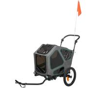Rimorchio per biciclette per cani 41,5 × 59 × 78/130 cm grigio/salvia