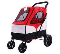 Rimorchio per passeggino per cani disabili Passeggino per animali domestici Carrello per cani a quattro ruote Pieghevole con grande spazio con cuscinetto 55 kg per uso in uscita Sospensione grande a