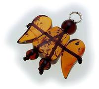 Rimorchio Vero Ambra Angelo Custode Con Vero Argento 925 Argento Sterling Unisex