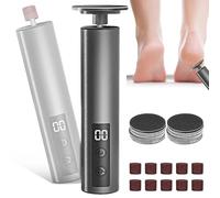 Rimozione calli elettrico forte - 2 in 1 Ricaricabile per la cura dei piedi con tamponi abrasivi di ricambio, per calli elettrico professionale, per piedi, nero