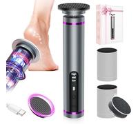 Rimozione elettrica per calli per piedi, 3 velocità, con potente motore brushless, 2600 mAh, 7 ore, testina in vetro nano lavabile, 60 dischi di carta vetrata, regalo per donne e uomini